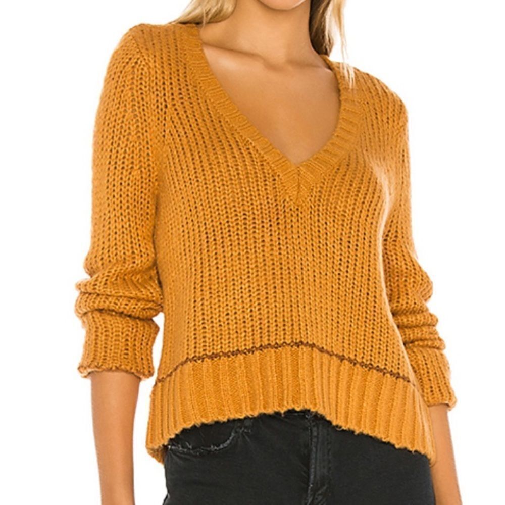 NWT Tularosa Ohara Deep V-neck Sweater in Mustard